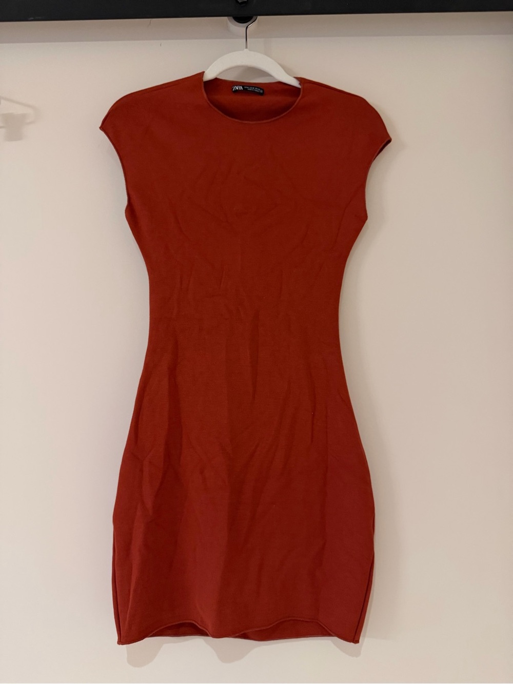 Zara Open Back Bodycon Mini Dress in Burnt Orange / Rust